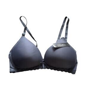 Mamia Women's Size 38B Basic Lace Solid Gray Bras